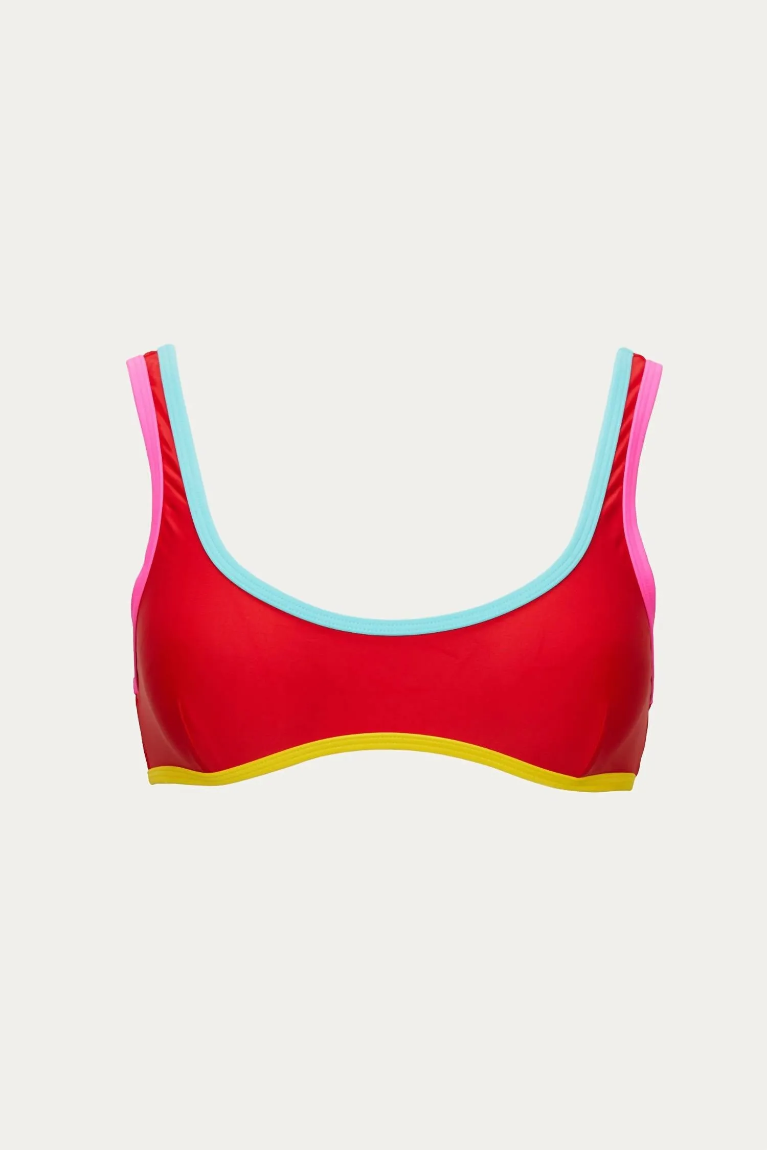 90er Jahre Duo Crop Top in Rot/Gelb