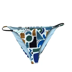 Abstrakt gemusterte Bikini-Unterteile in Blau-Multi