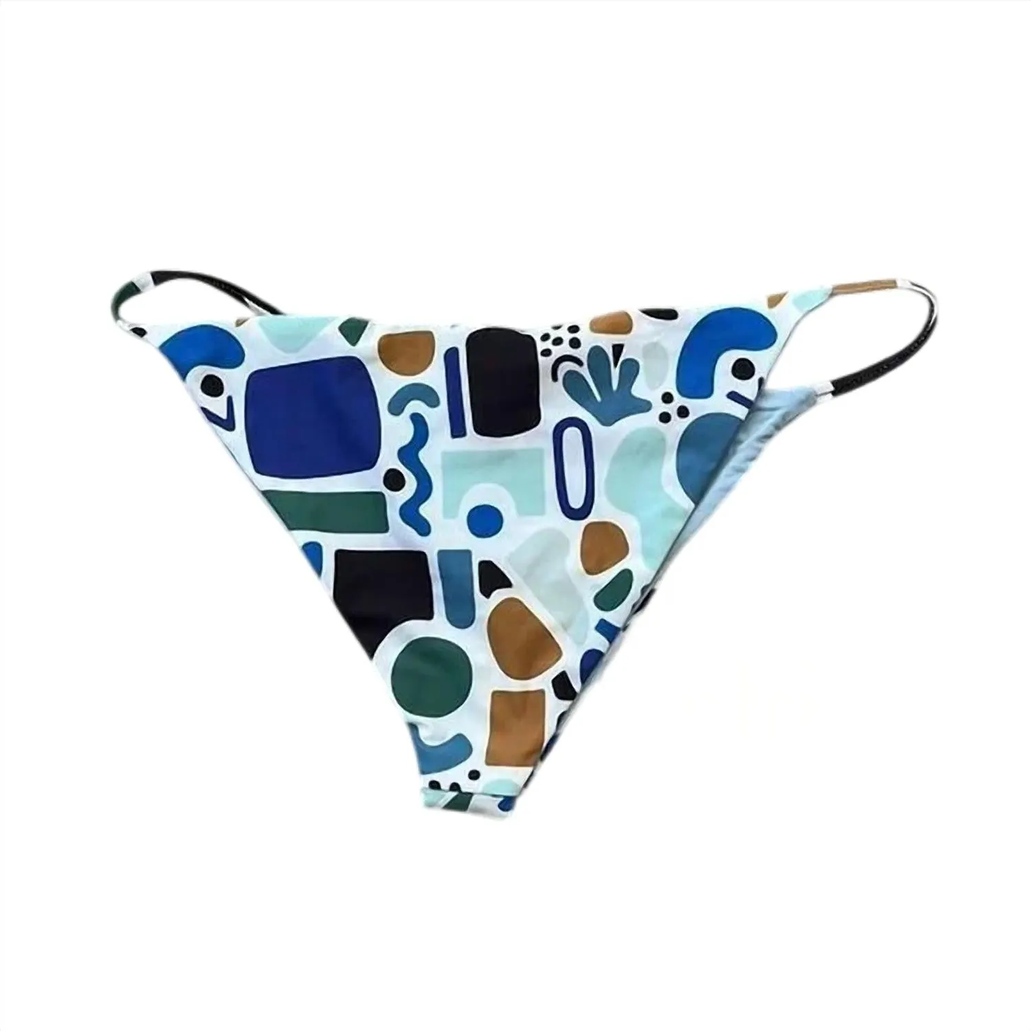 Abstrakt gemusterte Bikini-Unterteile in Blau-Multi
