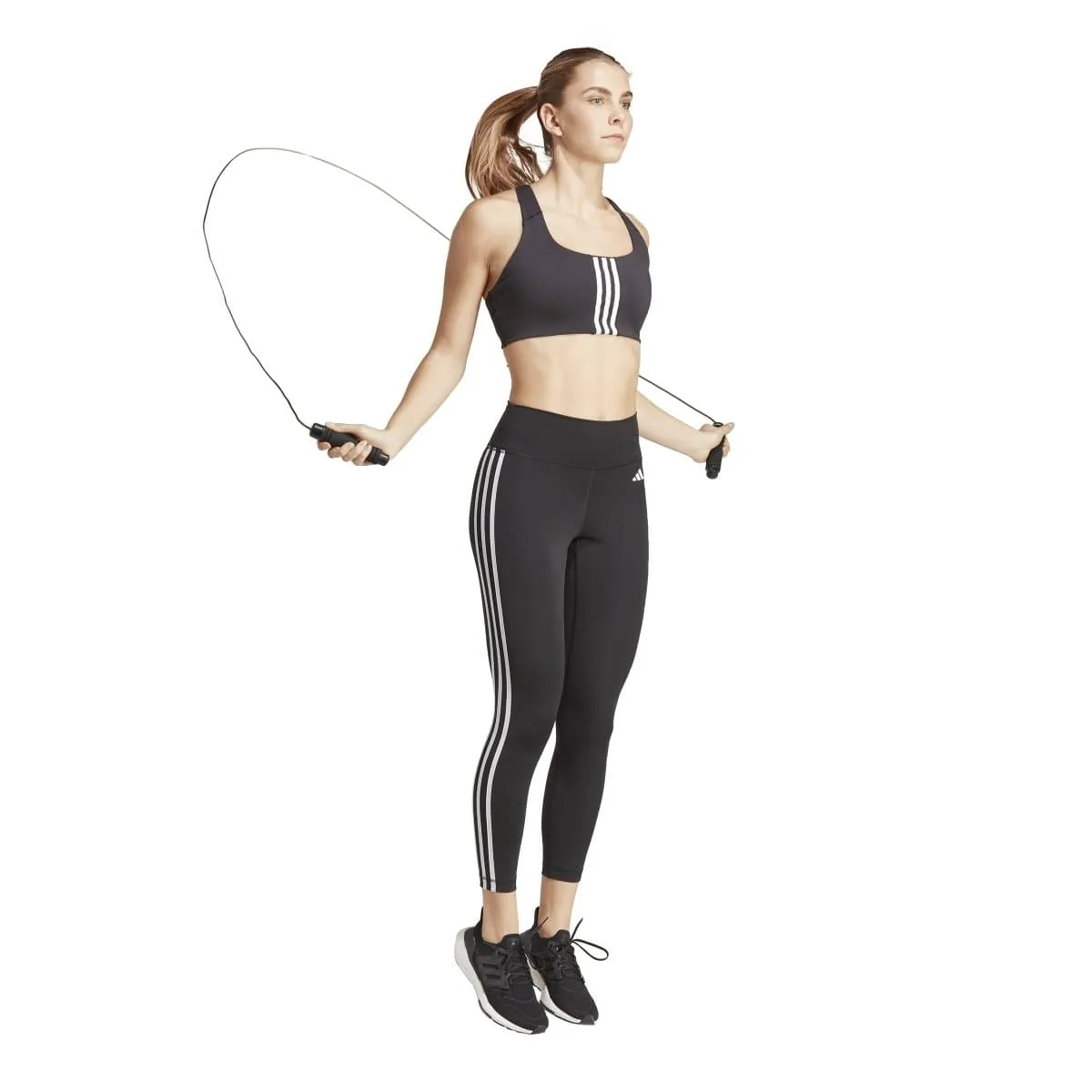 ADIDAS DAMEN TRAIN ESSENTIALS 3-STRIPEN HOCHTAILLIERTE 7/8 SCHWARZE LEGGINGS
