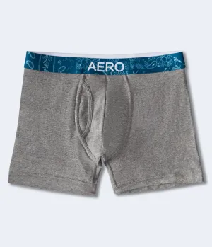 Aeropostale Mens' Bandana Print Waistband Knit Boxer Briefs - Grey - Size L - Cotton - Teen Fashion & Clothing Med Hthr Grey Aeropostale