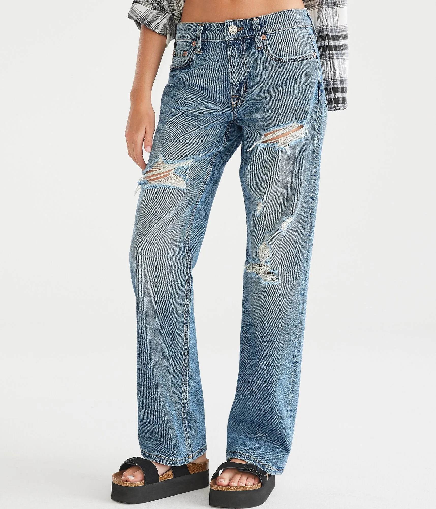 Aeropostale Damen' KND Low-Rise Baggy Jeans - Washed Denim - Größe 12 R - Baumwolle - Teen Fashion & Bekleidung Medium Wash Aeropostale