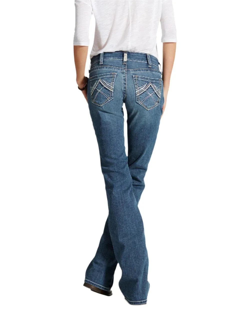 Ariat Damen Real Mid Rise Stretch Whipstitch Bootcut Jeans Ariat Kleidung