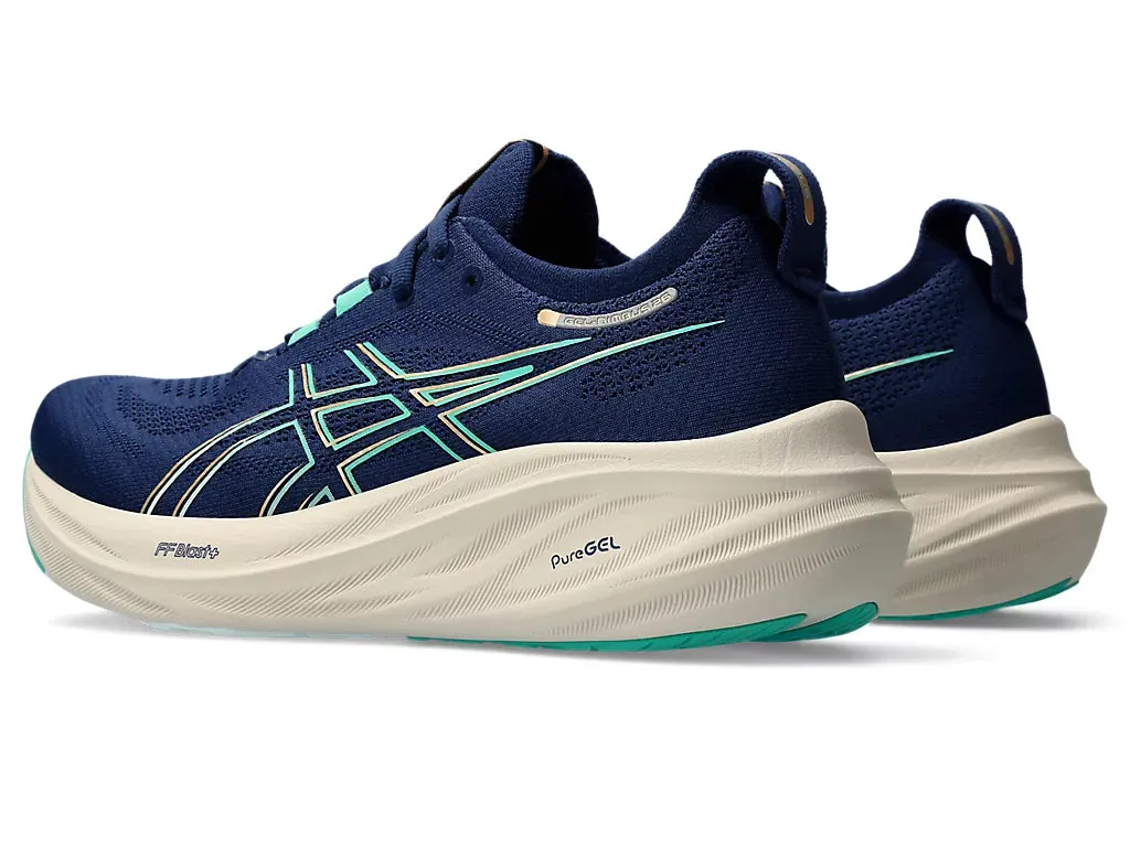 Asics Damen Gel Nimbus 26 - Blaue Weite/Aurora Grün (1012B601-400) Asics Laufschuhe