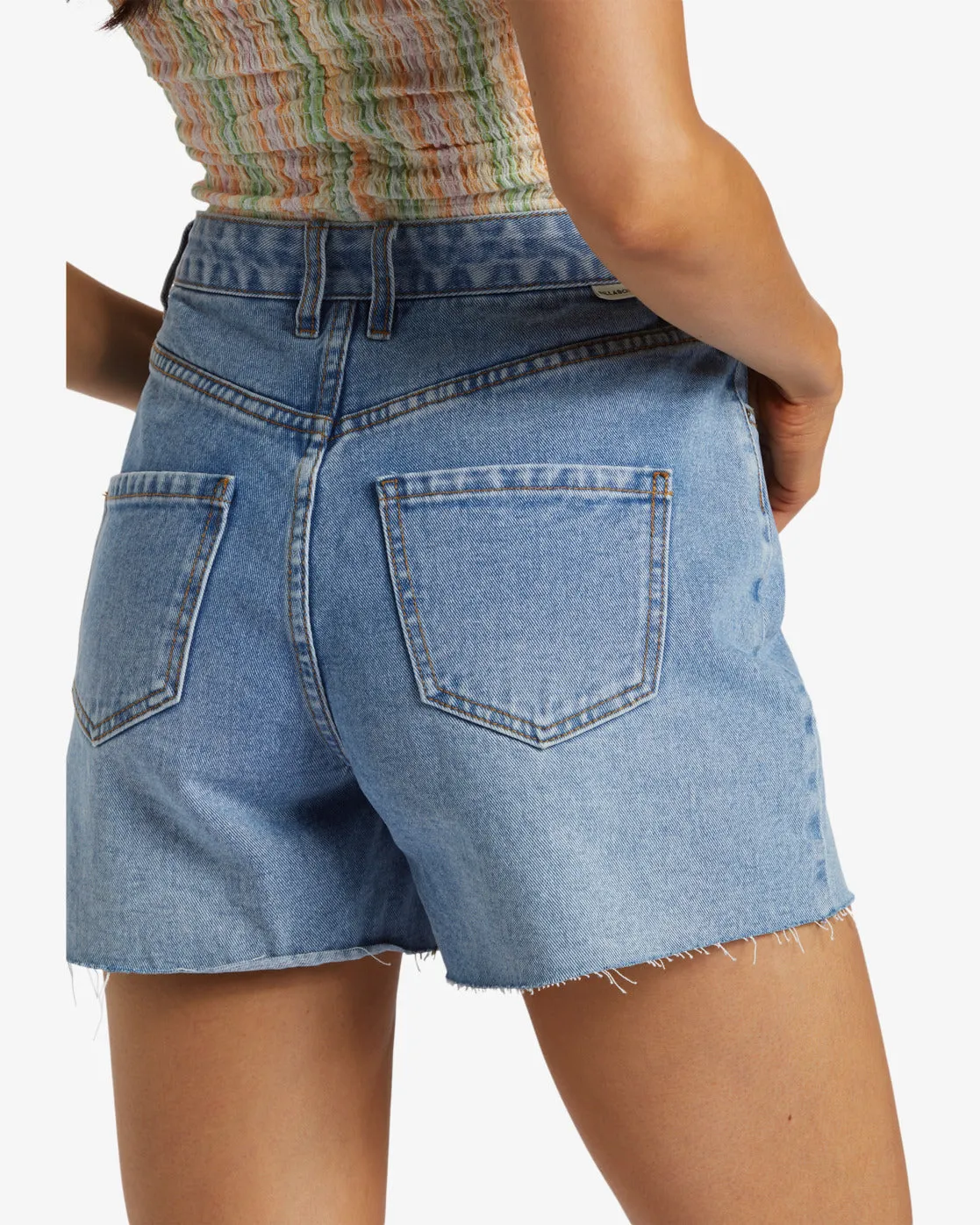 Billabong Riley Denim Shorts - Ausgewaschener Indigo mit Ausfransungen