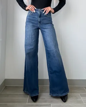 Bree High Rise Weit geschnittene Jeans - Dunkelblau