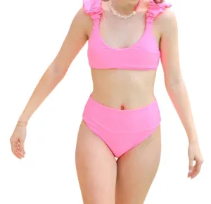 Can't Stop Me Bikini-Set mit hoher Taille in Bubblegum-Farbe