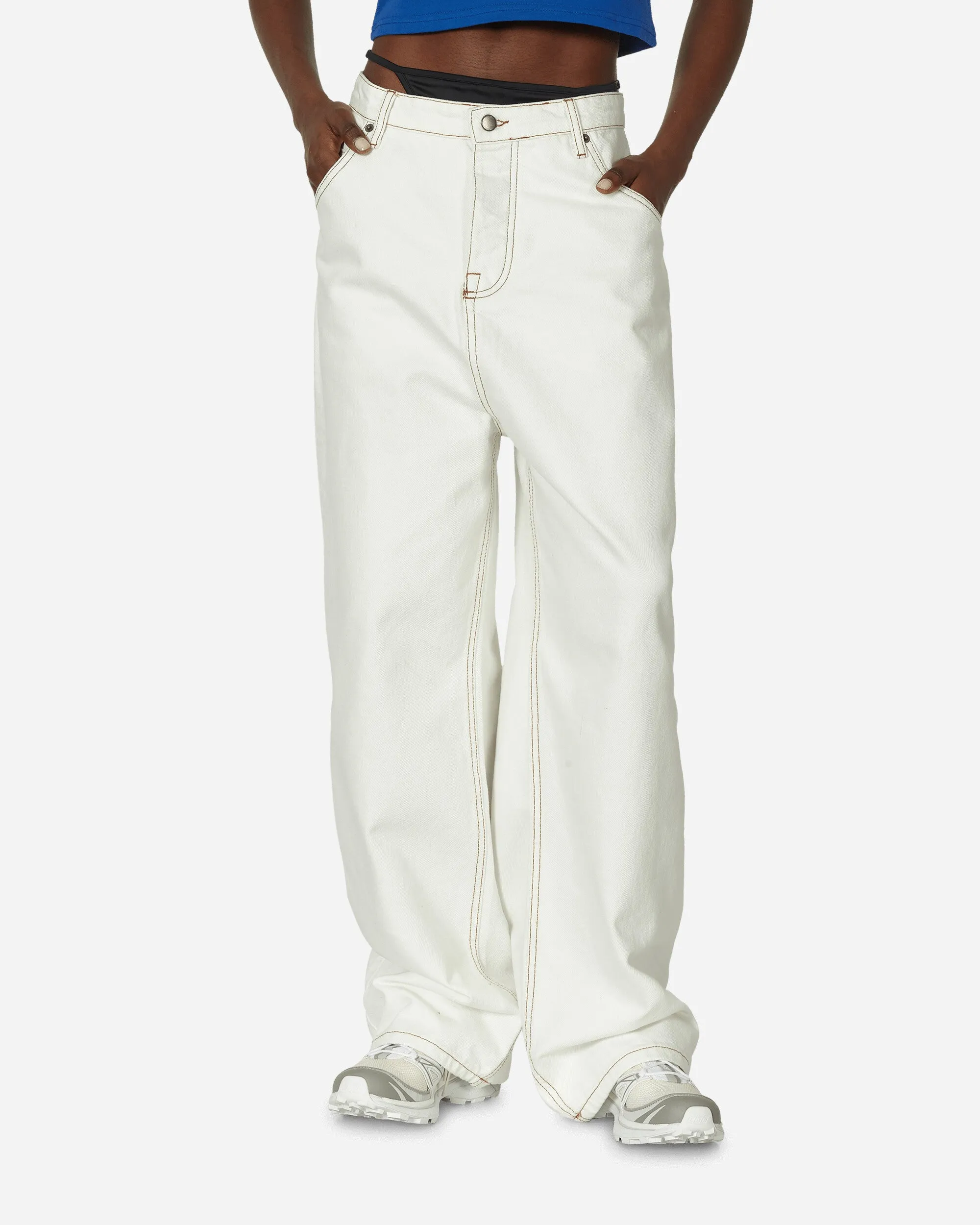 Canvas Baggy Jeans in Creme