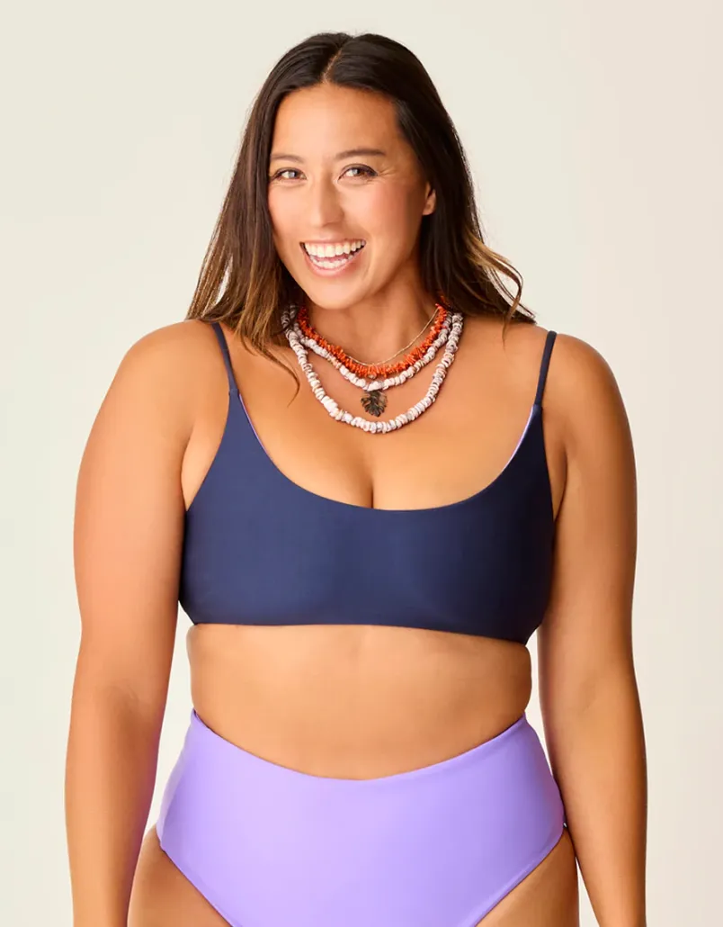 CARVE DESIGNS Escondido Kompressions-Bikini-Oberteil - Marineblau/Aster