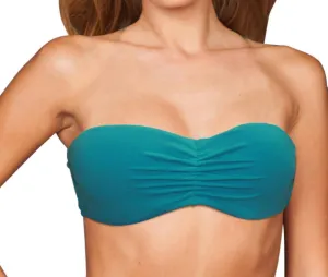 Zentrierter Geraffter Bandeau-Bikini-Oberteil in Pfauenfarbe