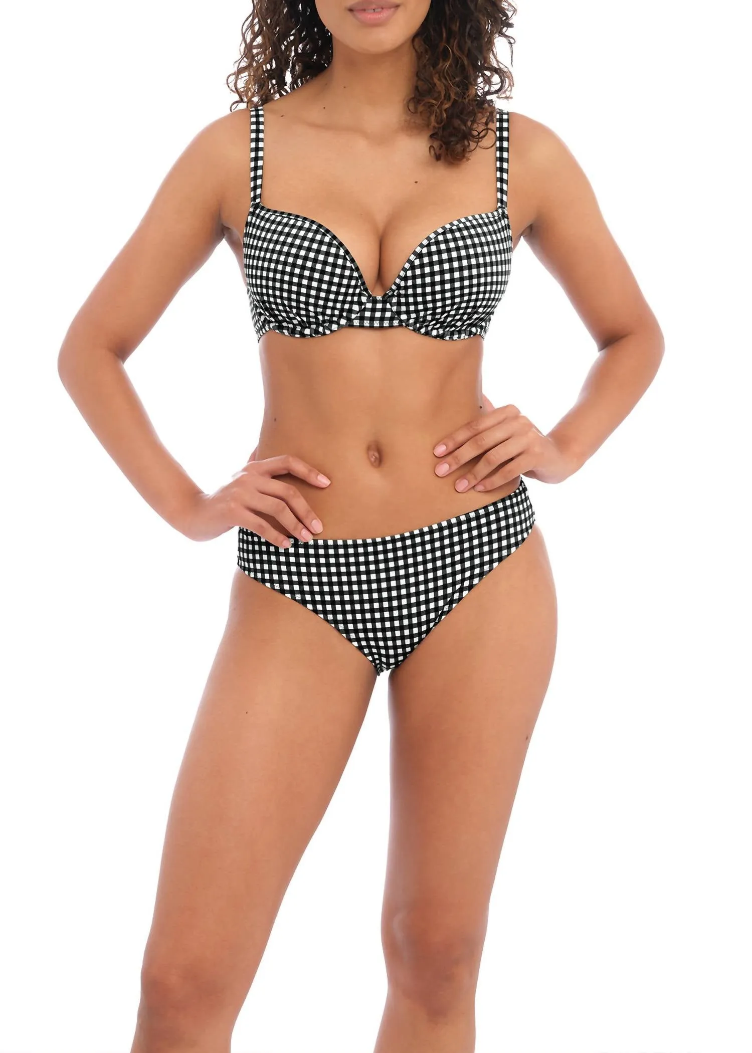 Check-In Bikini-Oberteil mit Bügel und geformter Cups in Schwarz/Weiß