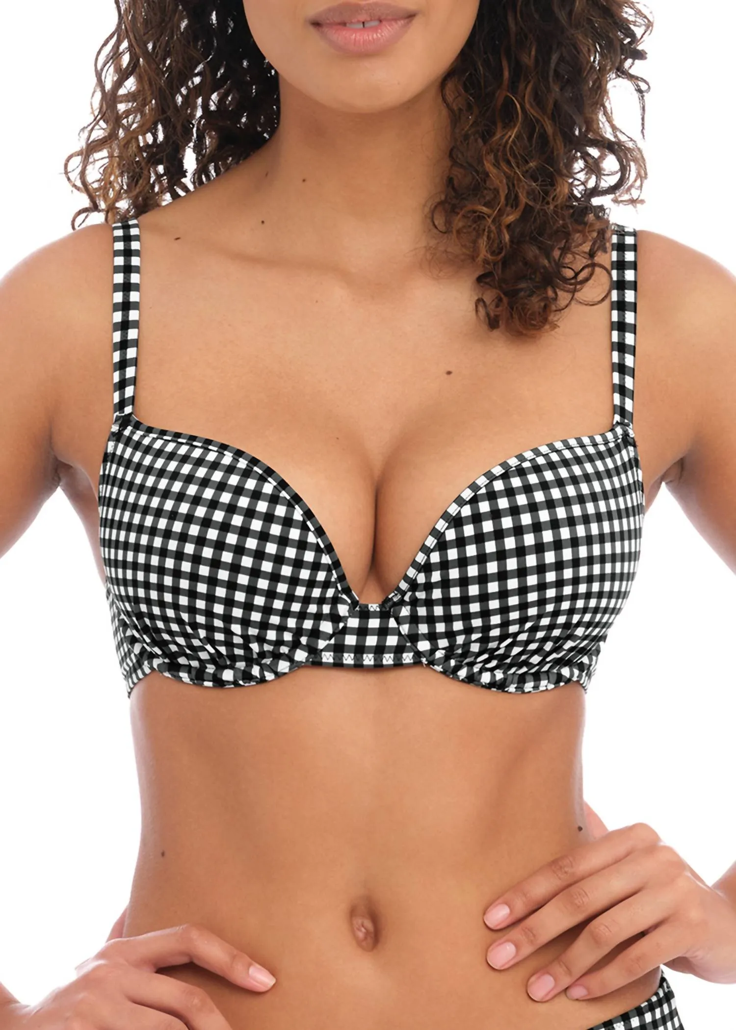 Check-In Bikini-Oberteil mit Bügel und geformter Cups in Schwarz/Weiß