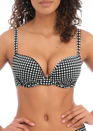 Check-In Bikini-Oberteil mit Bügel und geformter Cups in Schwarz/Weiß