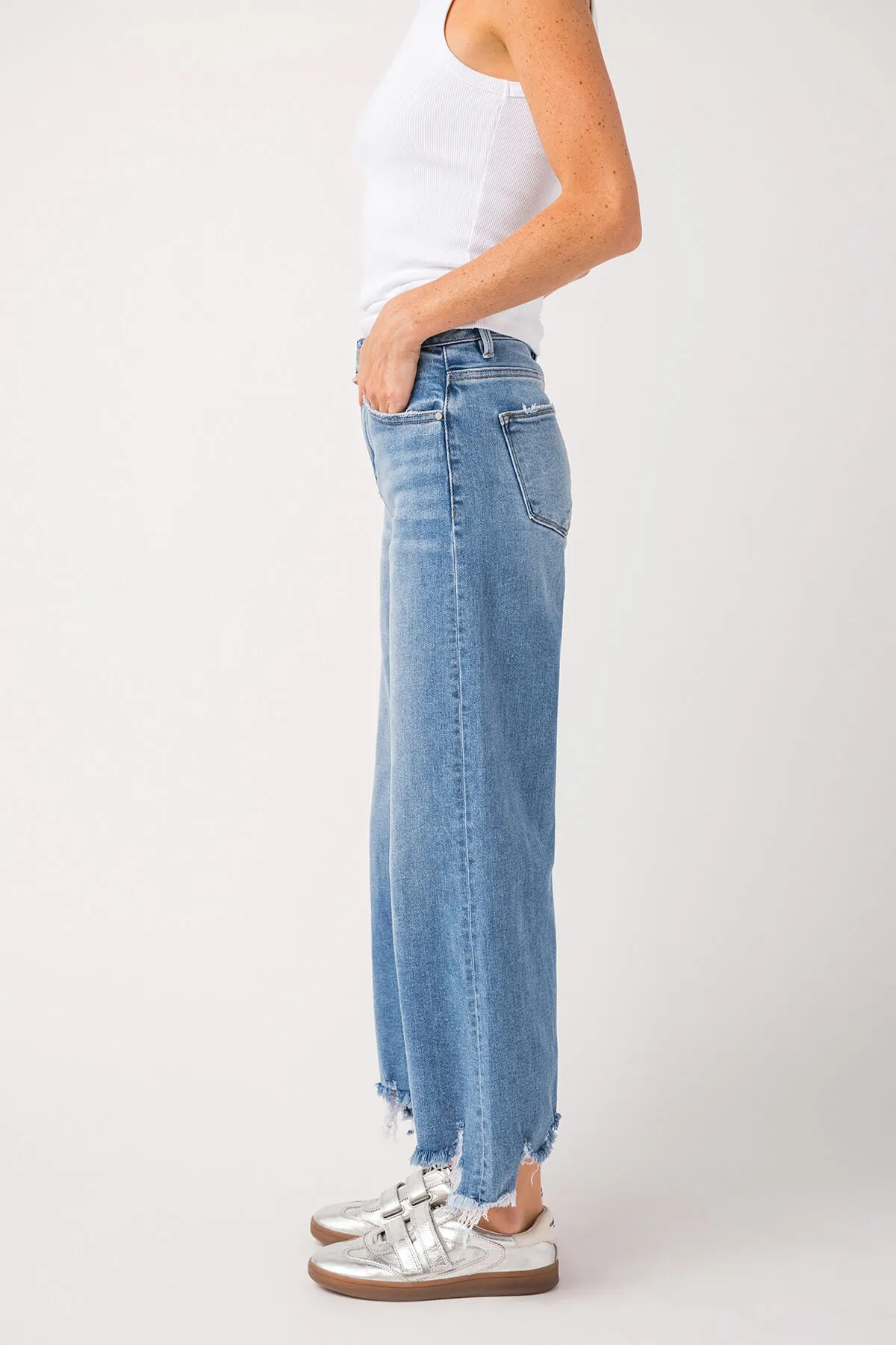 Kleidung Risen Jeans Risen Bobbie Rise Step Hem Crop Weitbeinige Jeans
