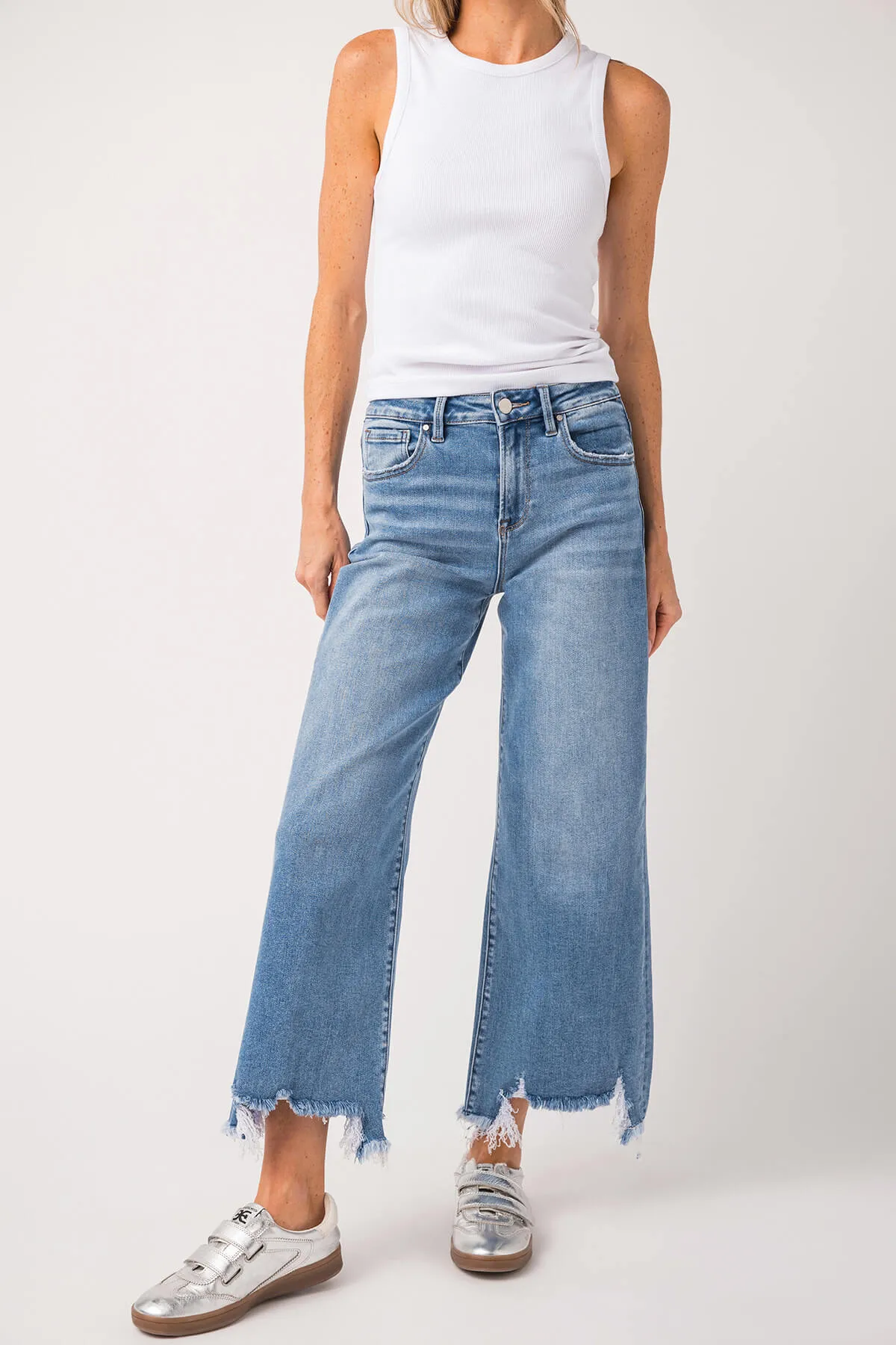 Kleidung Risen Jeans Risen Bobbie Rise Step Hem Crop Weitbeinige Jeans