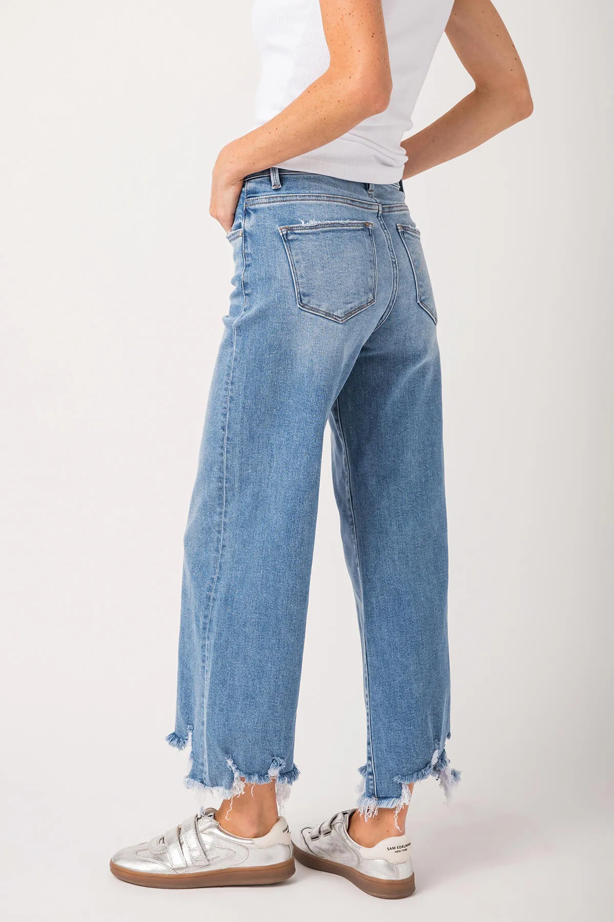 Kleidung Risen Jeans Risen Bobbie Rise Step Hem Crop Weitbeinige Jeans