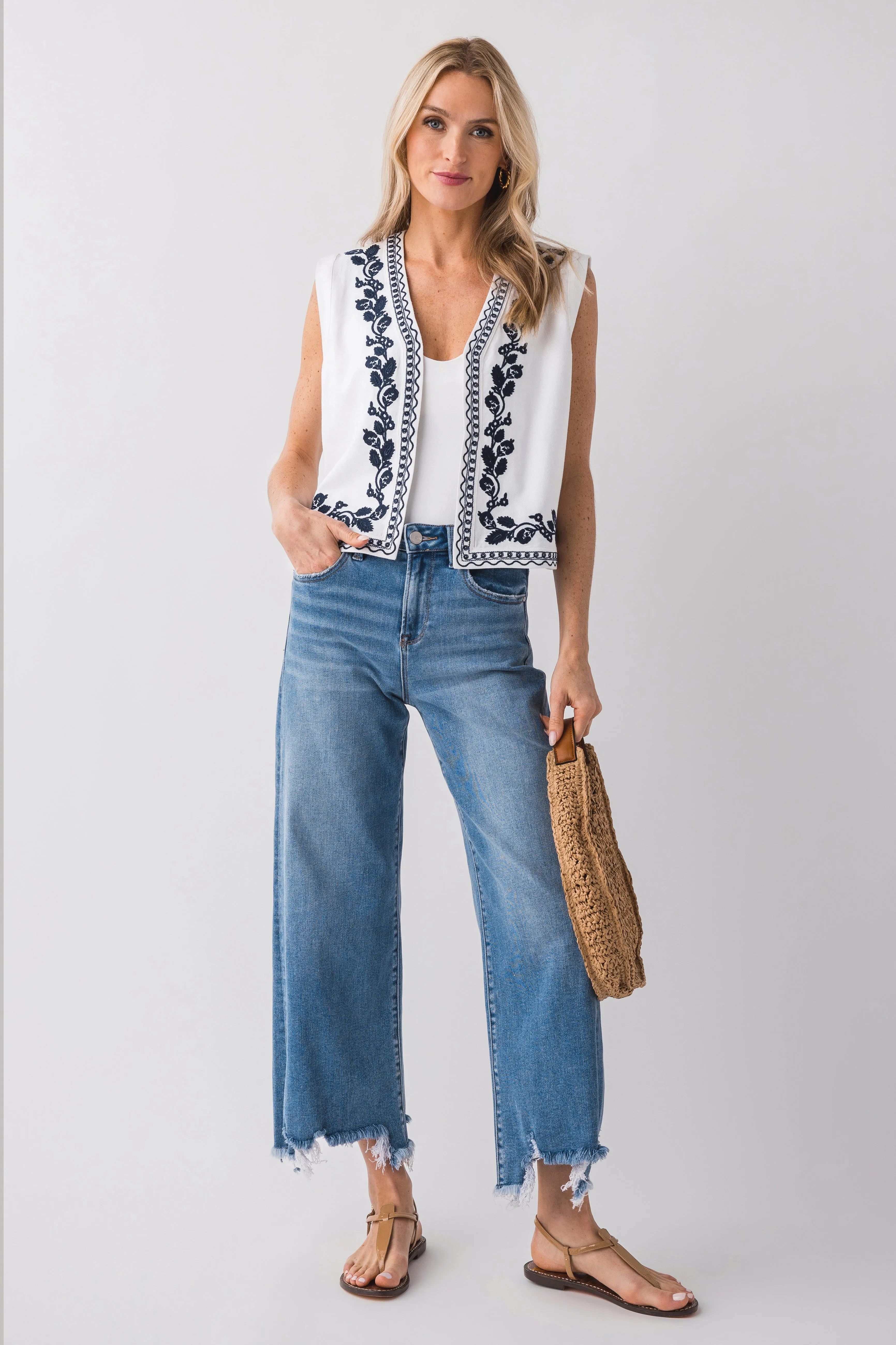 Kleidung Risen Jeans Risen Bobbie Rise Step Hem Crop Weitbeinige Jeans