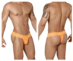 Clothing_Candyman_Mens Underwear CandyMan 99315X Peek a Boo Lace Thongs Color Hot Orange