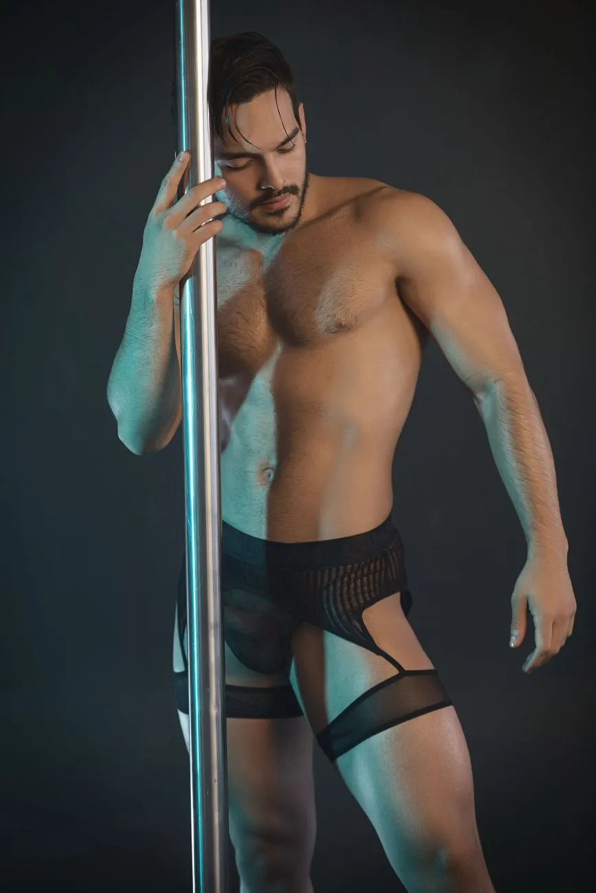 Bekleidung_Candyman_Herrenunterwäsche CandyMan 99403 Streifen Gaterbelt Tangas Farbe Schwarz