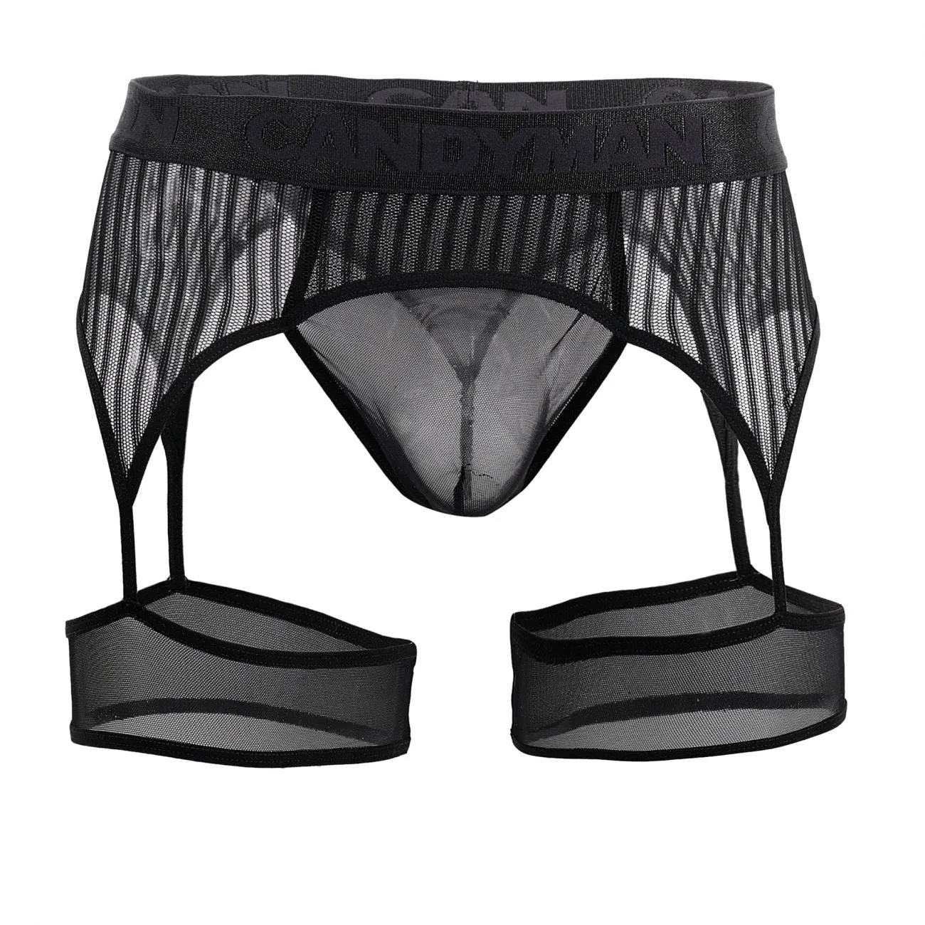 Bekleidung_Candyman_Herrenunterwäsche CandyMan 99403 Streifen Gaterbelt Tangas Farbe Schwarz
