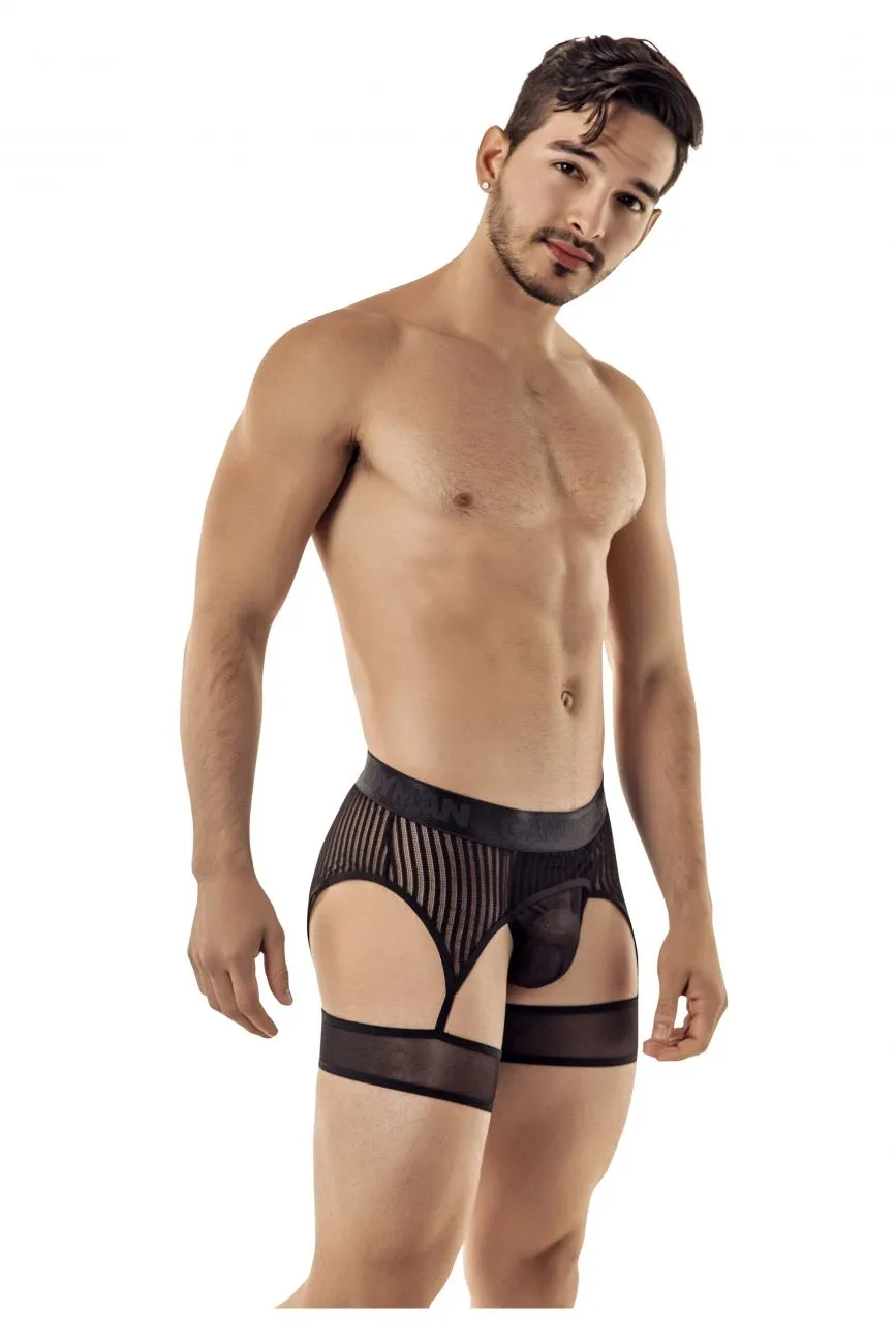 Bekleidung_Candyman_Herrenunterwäsche CandyMan 99403 Streifen Gaterbelt Tangas Farbe Schwarz