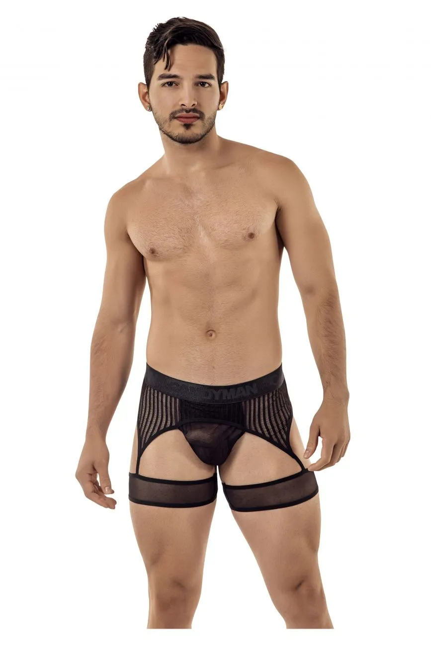 Bekleidung_Candyman_Herrenunterwäsche CandyMan 99403 Streifen Gaterbelt Tangas Farbe Schwarz