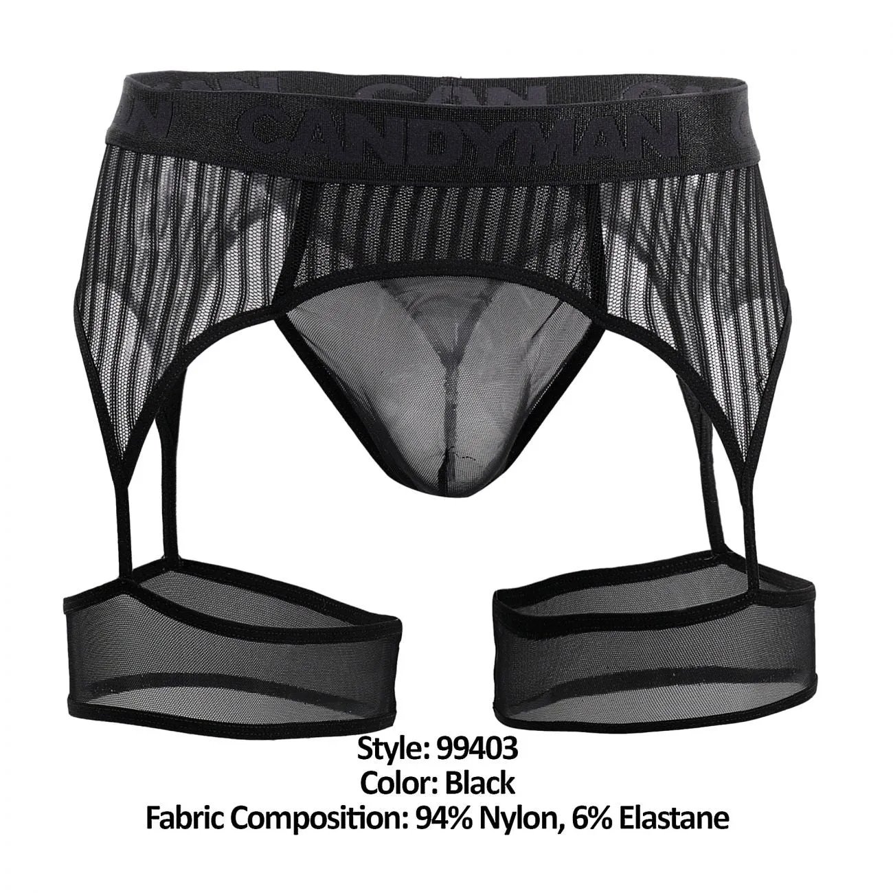 Bekleidung_Candyman_Herrenunterwäsche CandyMan 99403 Streifen Gaterbelt Tangas Farbe Schwarz