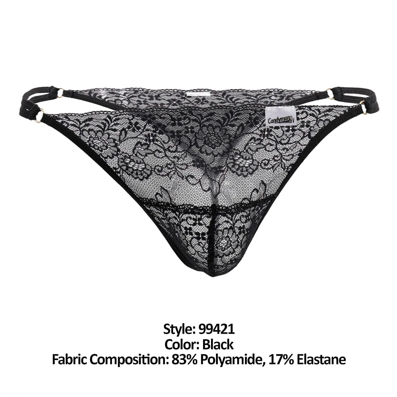Bekleidung_Candyman_Herrenunterwäsche CandyMan 99421 Spitzen-G-String Tangas Farbe Schwarz