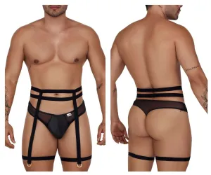 Clothing_Candyman_Mens Underwear CandyMan 99677 Garter Thongs Two Piece Set Color Black