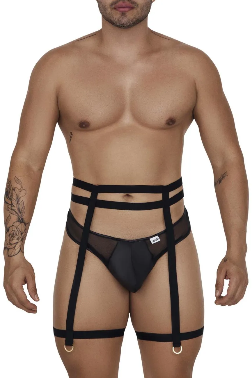 Bekleidung_Candyman_Herrenunterwäsche CandyMan 99677 Strumpfhalter-Tanga-Zweiteiler Farbe Schwarz