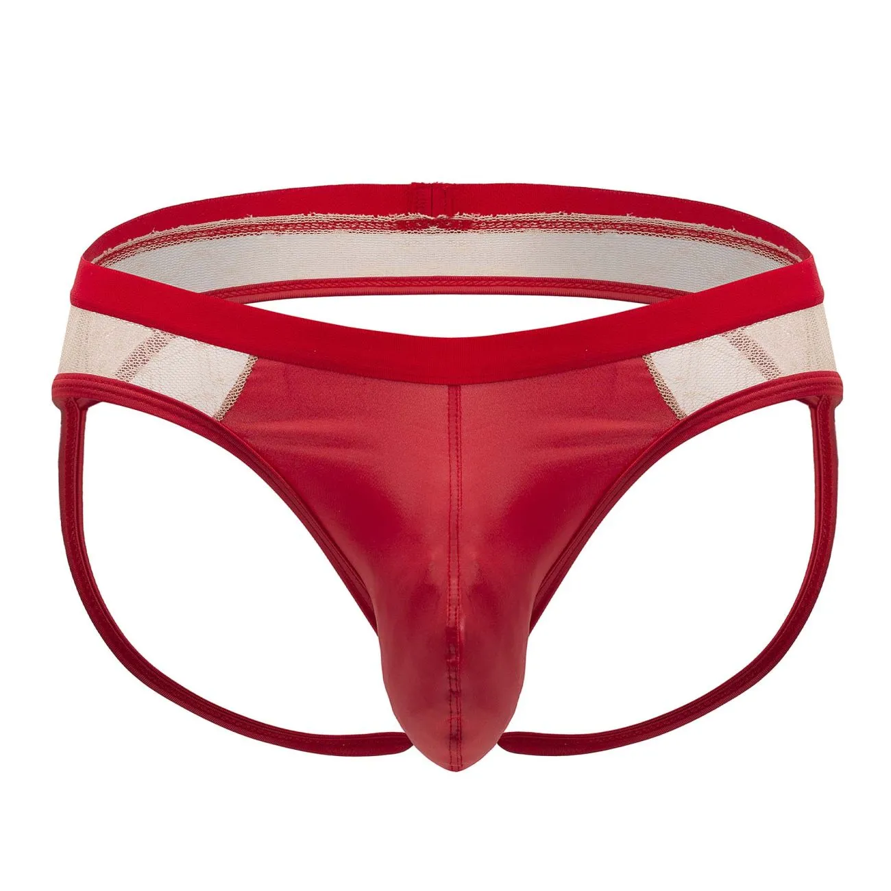 Bekleidung_Candyman_Herrenunterwäsche CandyMan 99763 Spitzen-Jockstrap Farbe Nude-Rot
