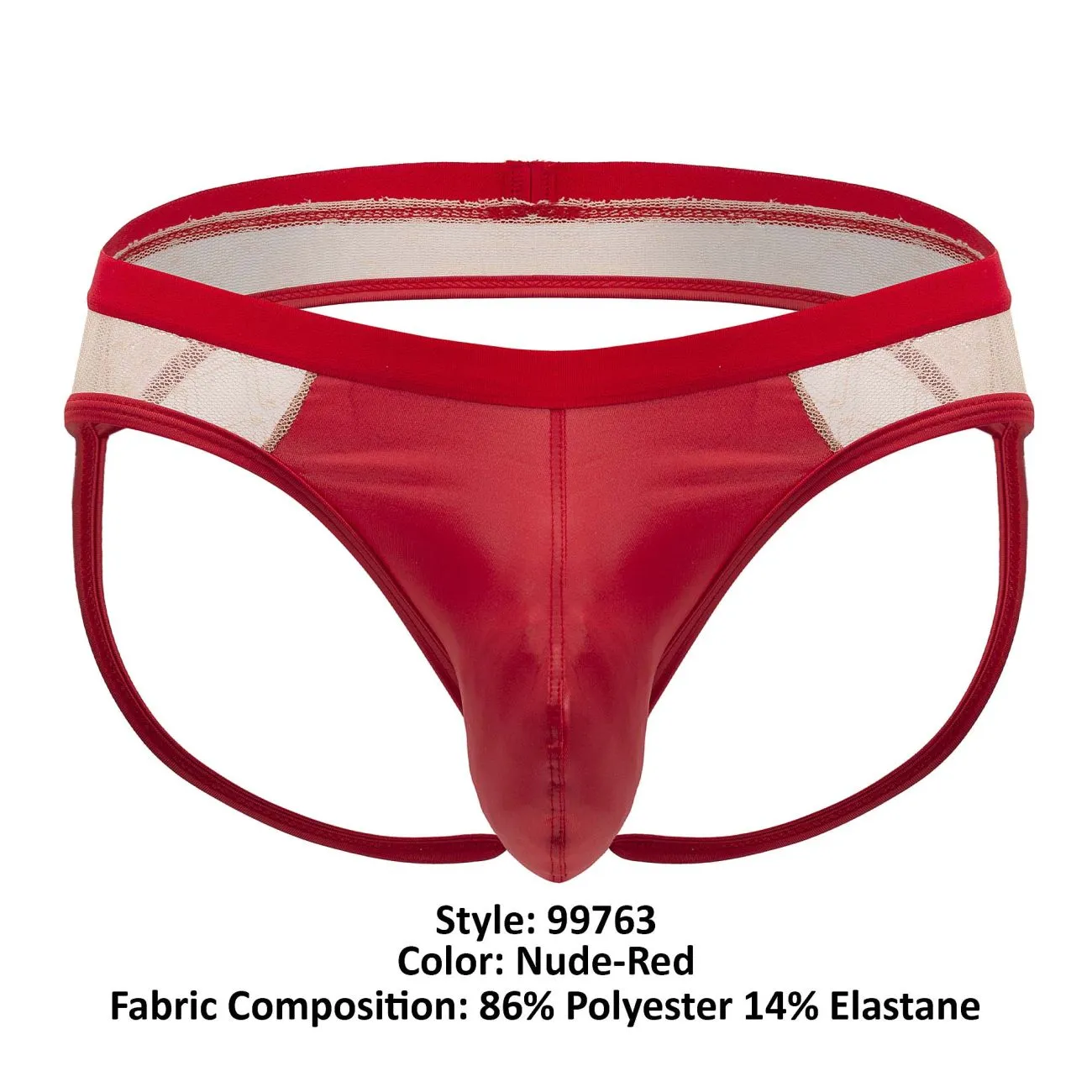 Bekleidung_Candyman_Herrenunterwäsche CandyMan 99763 Spitzen-Jockstrap Farbe Nude-Rot