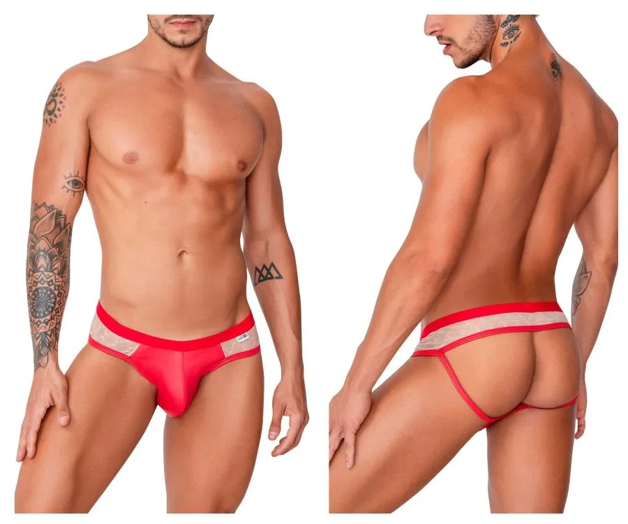 Bekleidung_Candyman_Herrenunterwäsche CandyMan 99763 Spitzen-Jockstrap Farbe Nude-Rot