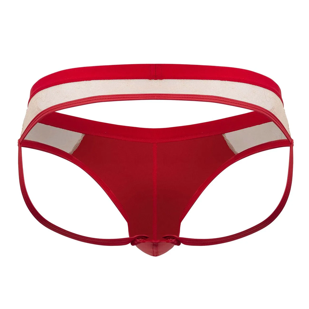 Bekleidung_Candyman_Herrenunterwäsche CandyMan 99763 Spitzen-Jockstrap Farbe Nude-Rot