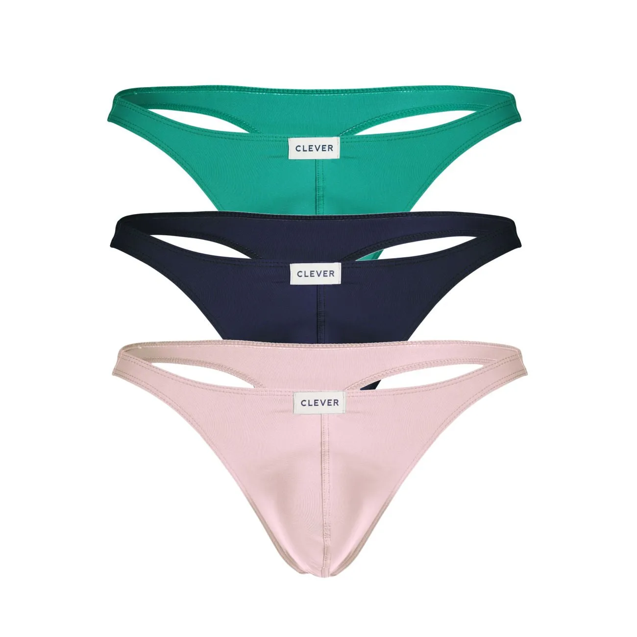 Clever Herrenunterwäsche Clever 100007 3er Pack Australische Latex-Tangas Farbe Grün-Rosa-Blau
