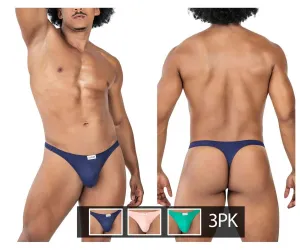Clothing_Clever_Mens Underwear Clever 100007 3PK Autralian Latin Thongs Color Green-Pink-Blue