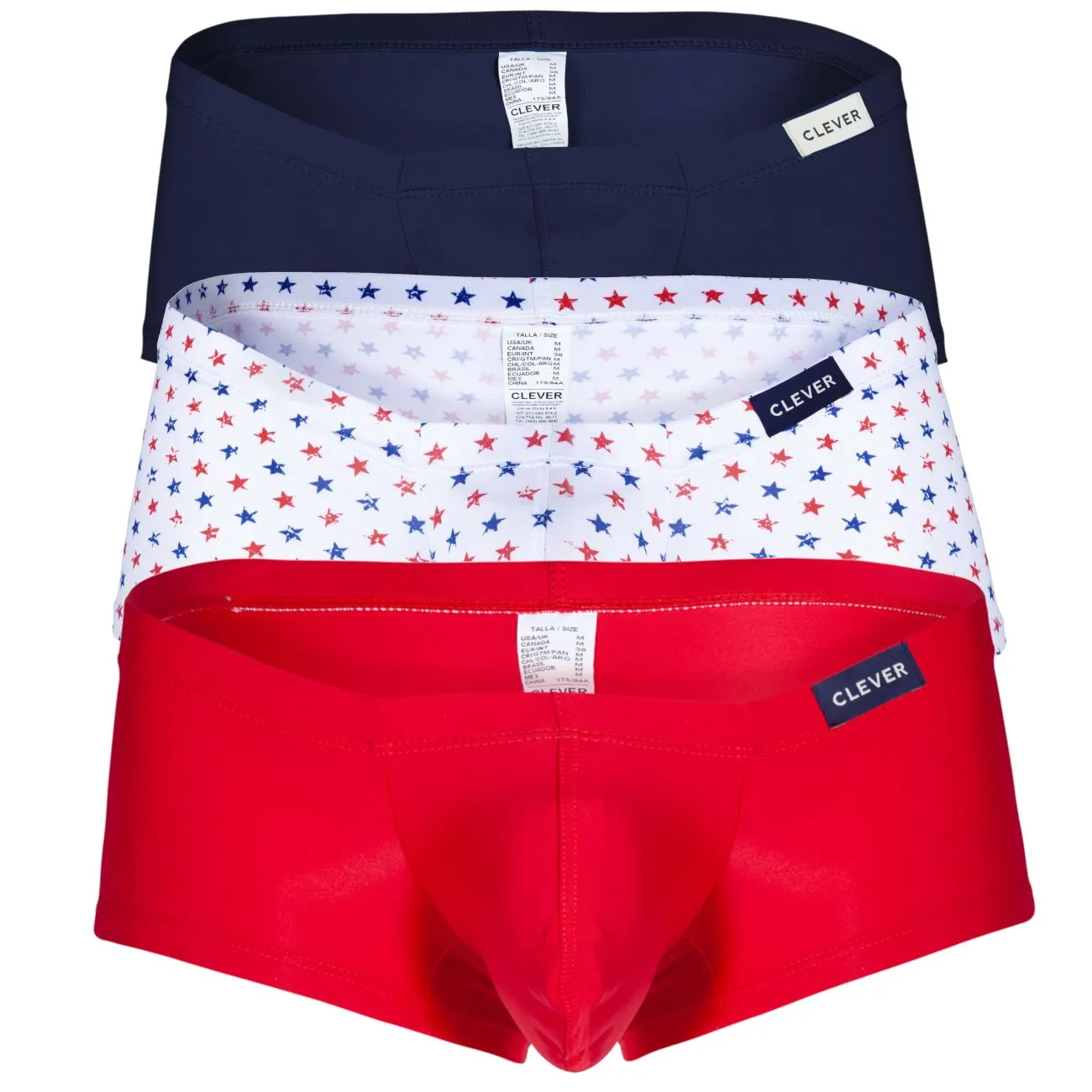 Clever Herrenunterwäsche Clever 229949 3er Pack Australische Latin Trunks Farbe Rot-Blau-Weiß