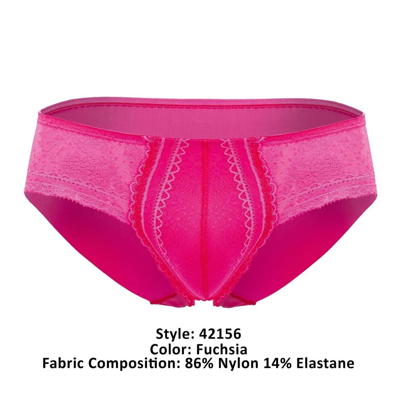 Bekleidung_Hawair_Herrenunterwäsche HAWAI 42156 Einfarbige Spitzen-Slipfarbe Fuchsia