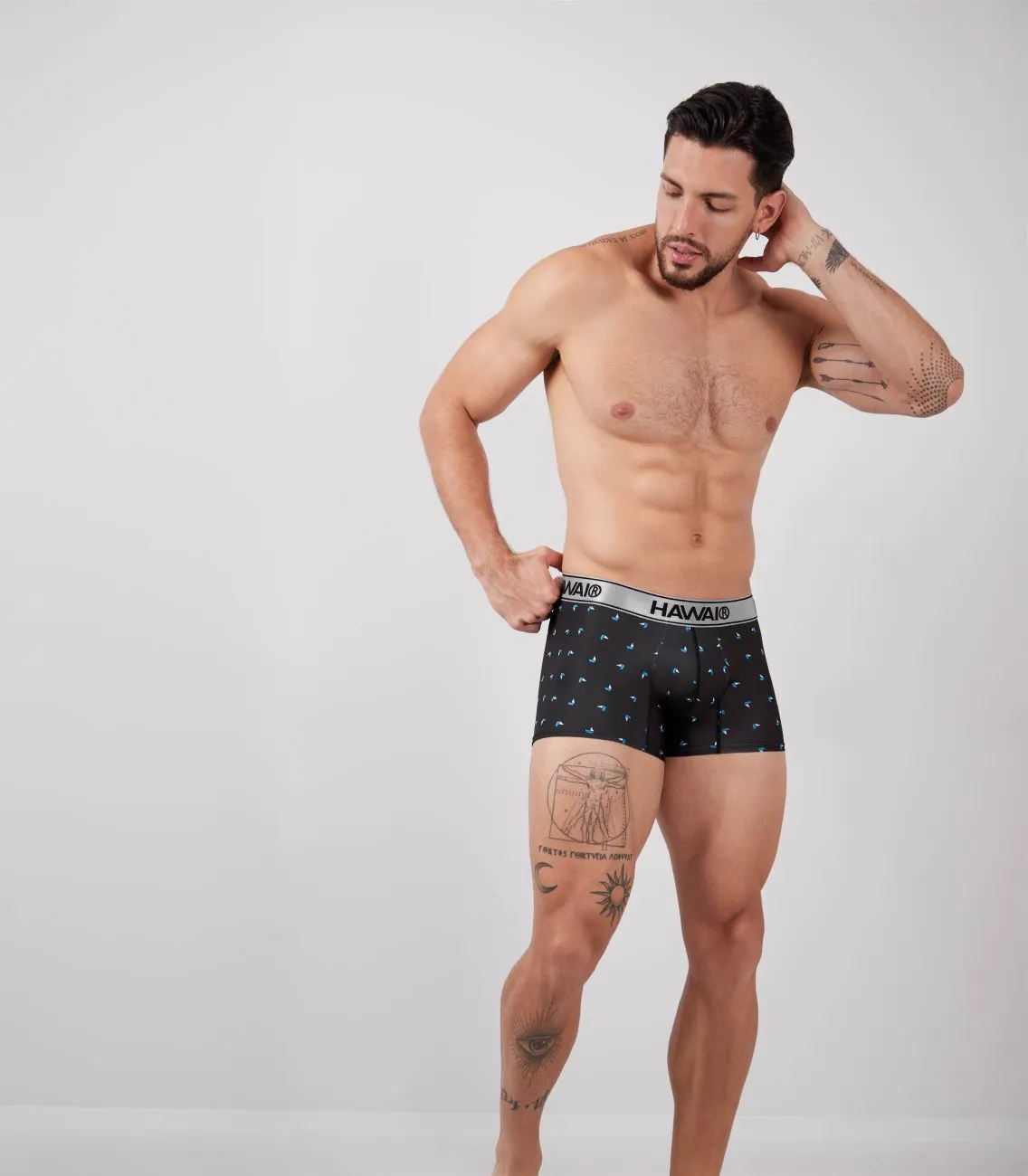 Bekleidung_Hawair_Herrenunterwäsche HAWAIR 42470 Bedruckte Mikrofaser-Boxershorts Farbe Schwarz