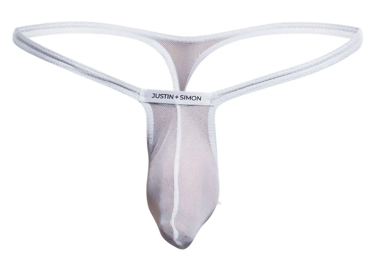 Bekleidung_Justin   Simon_Herrenunterwäsche JUSTIN SIMON XSJBU02 String-Tanga mit Ausformung Farbe Weiß Mesh
