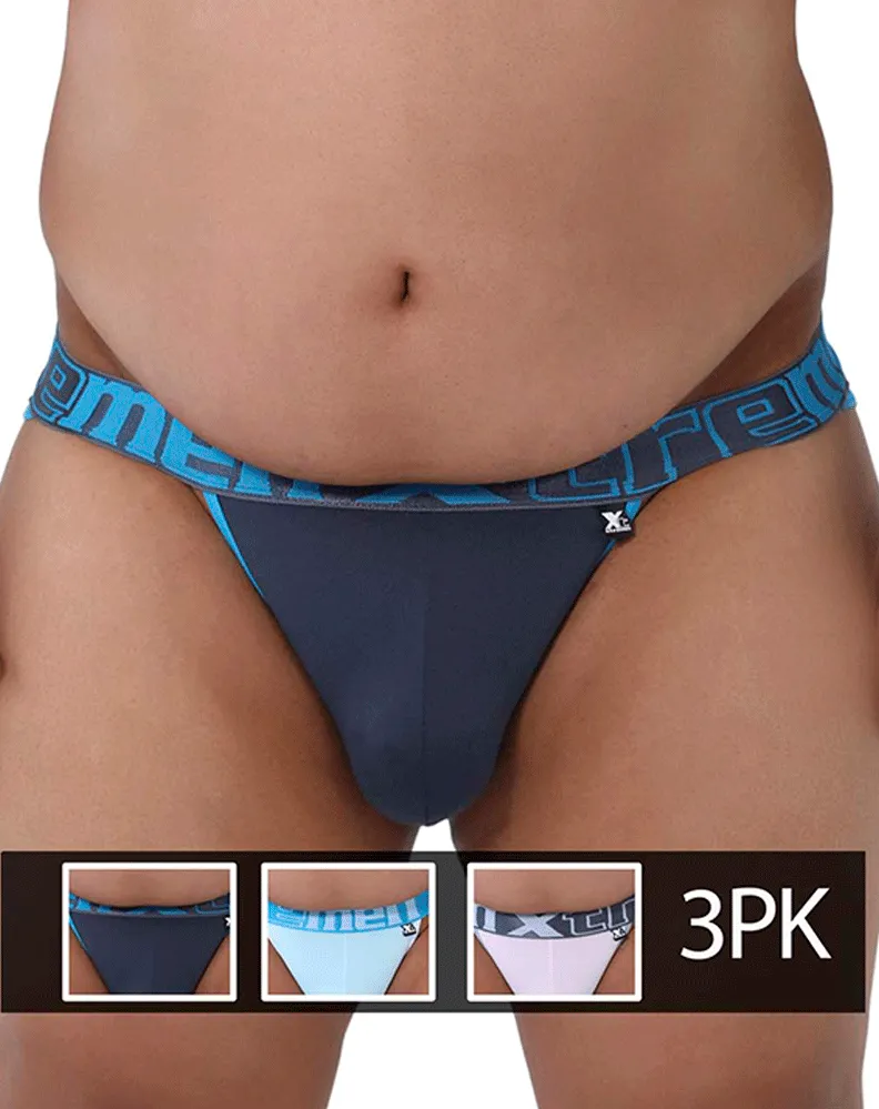 Kleidung_Xtremen_Herrenunterwäsche Xtremen 91057x-3 3er Pack Bikini Grau-blau-rosa