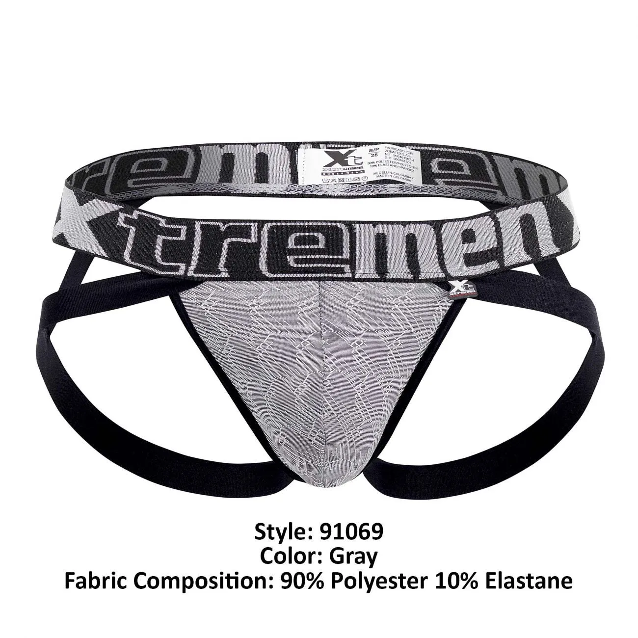 Clothing_Xtremen_Unterwäsche Xtremen 91069 Mikrofaser-Jacquard-Jockstrap Farbe Grau