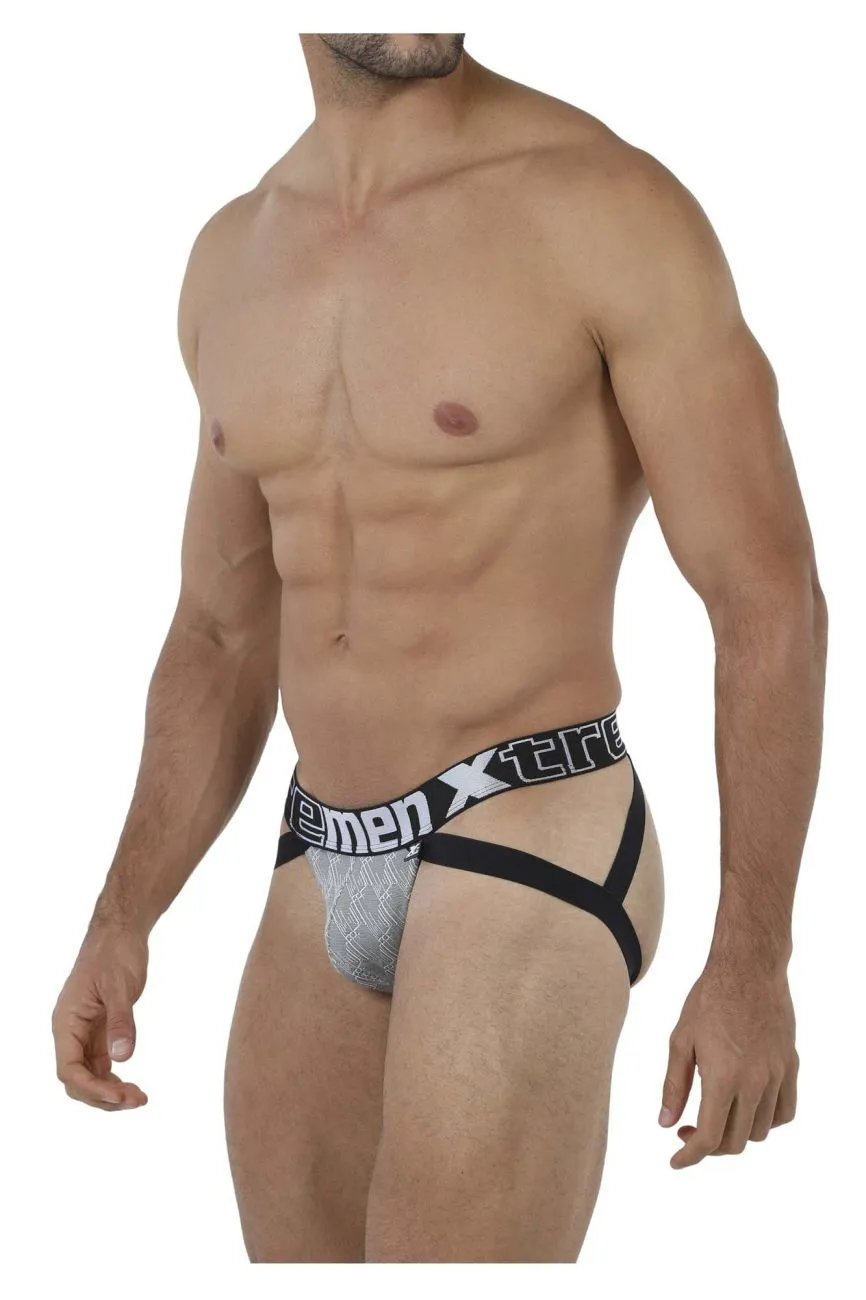 Clothing_Xtremen_Unterwäsche Xtremen 91069 Mikrofaser-Jacquard-Jockstrap Farbe Grau
