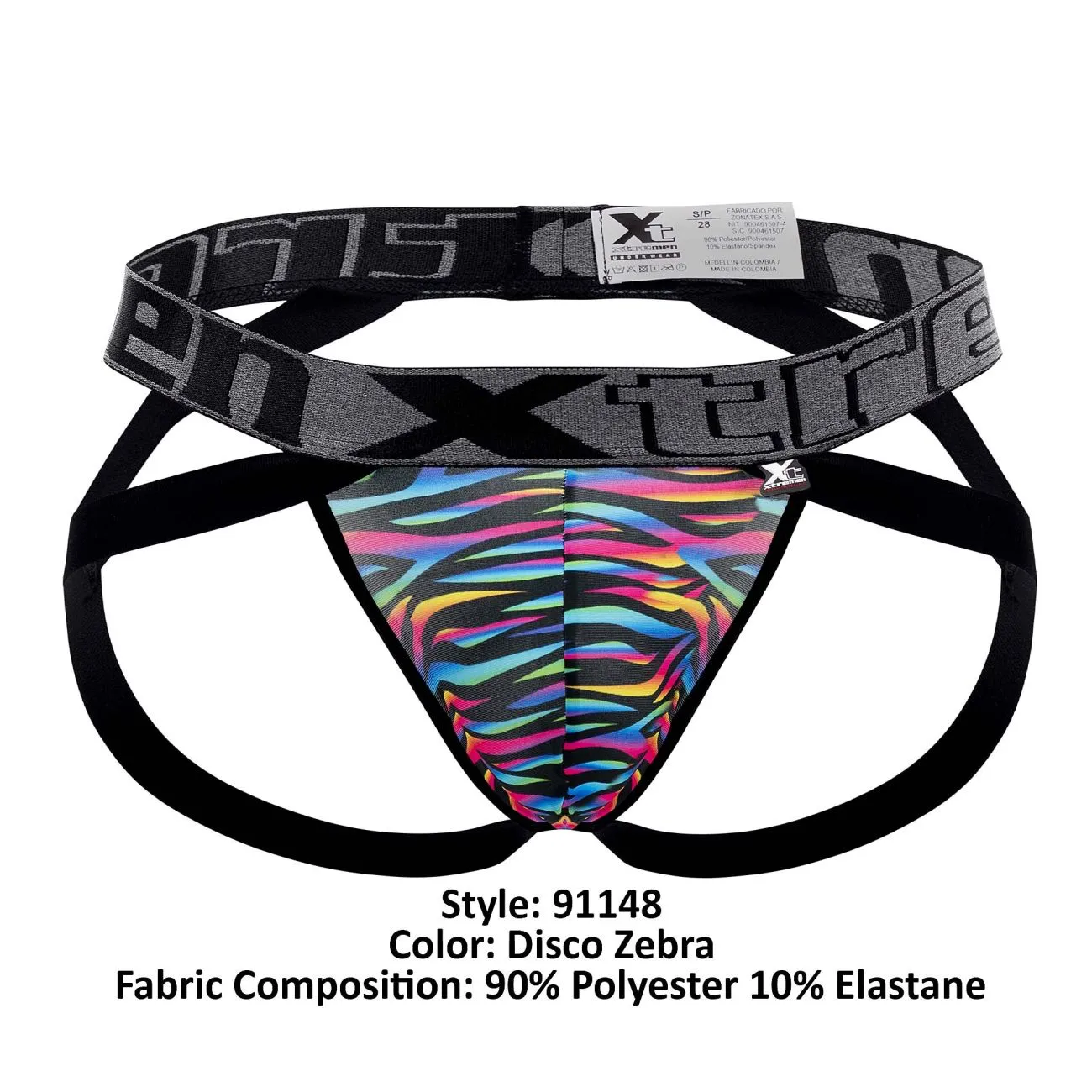 Clothing_Xtremen_Unterhose Xtremen 91148 Bedruckter Mikrofaser-Suspensorium Farbe Disco-Zebra