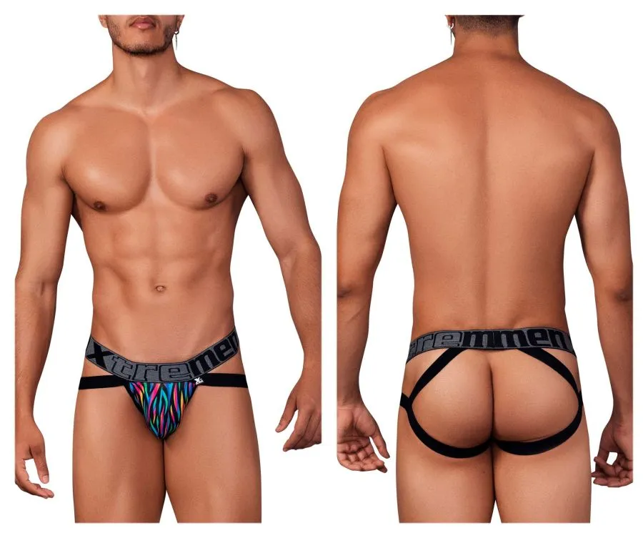 Clothing_Xtremen_Unterhose Xtremen 91148 Bedruckter Mikrofaser-Suspensorium Farbe Disco-Zebra