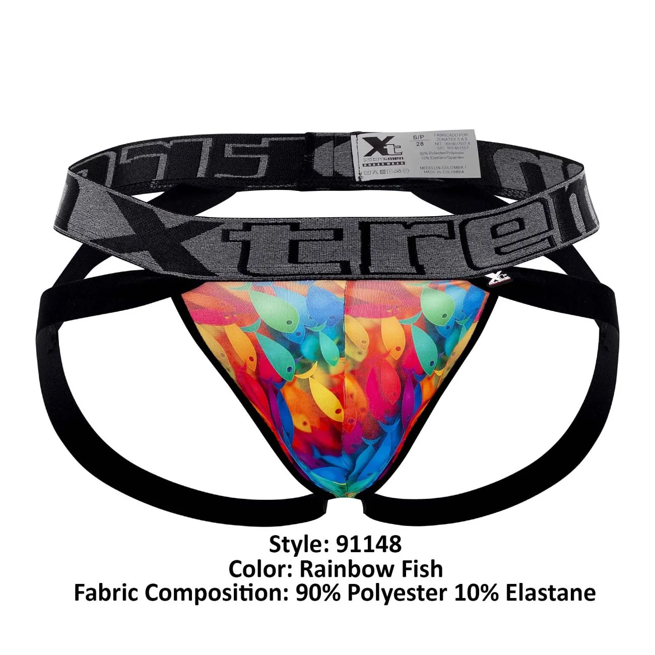 Clothing_Xtremen_Unterhose Xtremen 91148 Bedruckter Mikrofaser-Jockstrap Farbe Regenbogenfisch