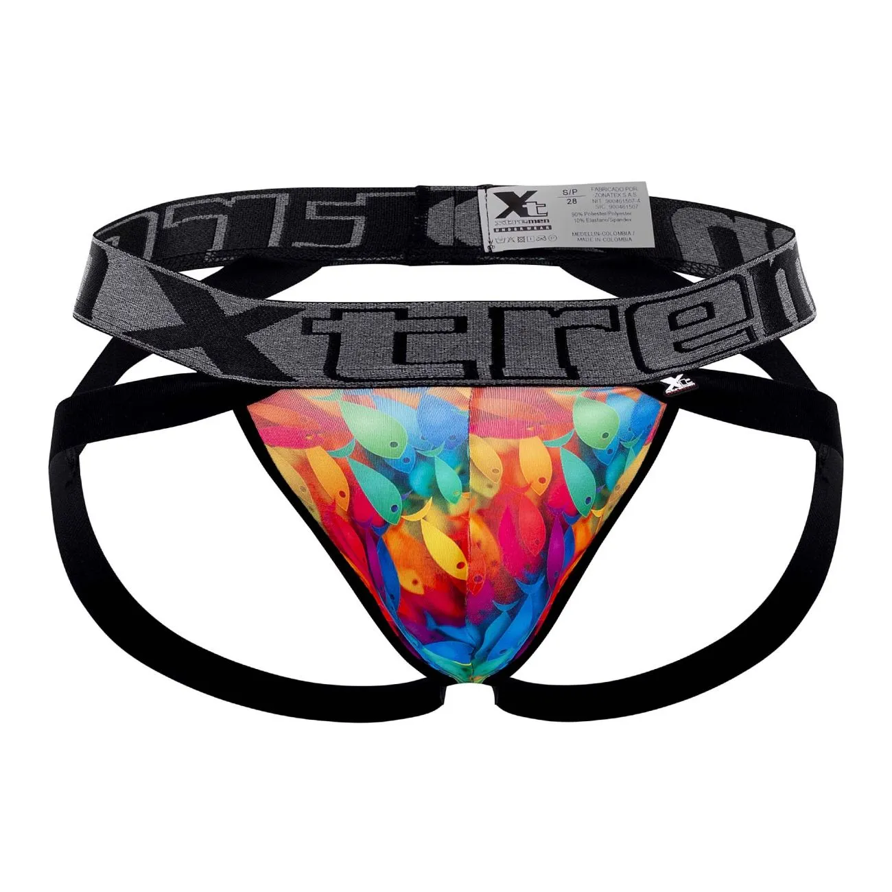 Clothing_Xtremen_Unterhose Xtremen 91148 Bedruckter Mikrofaser-Jockstrap Farbe Regenbogenfisch