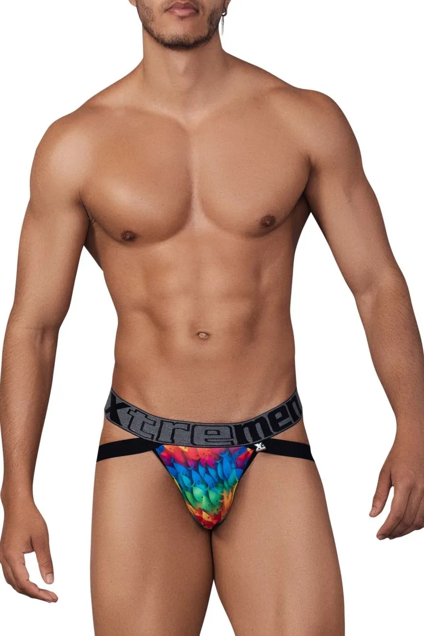Clothing_Xtremen_Unterhose Xtremen 91148 Bedruckter Mikrofaser-Jockstrap Farbe Regenbogenfisch