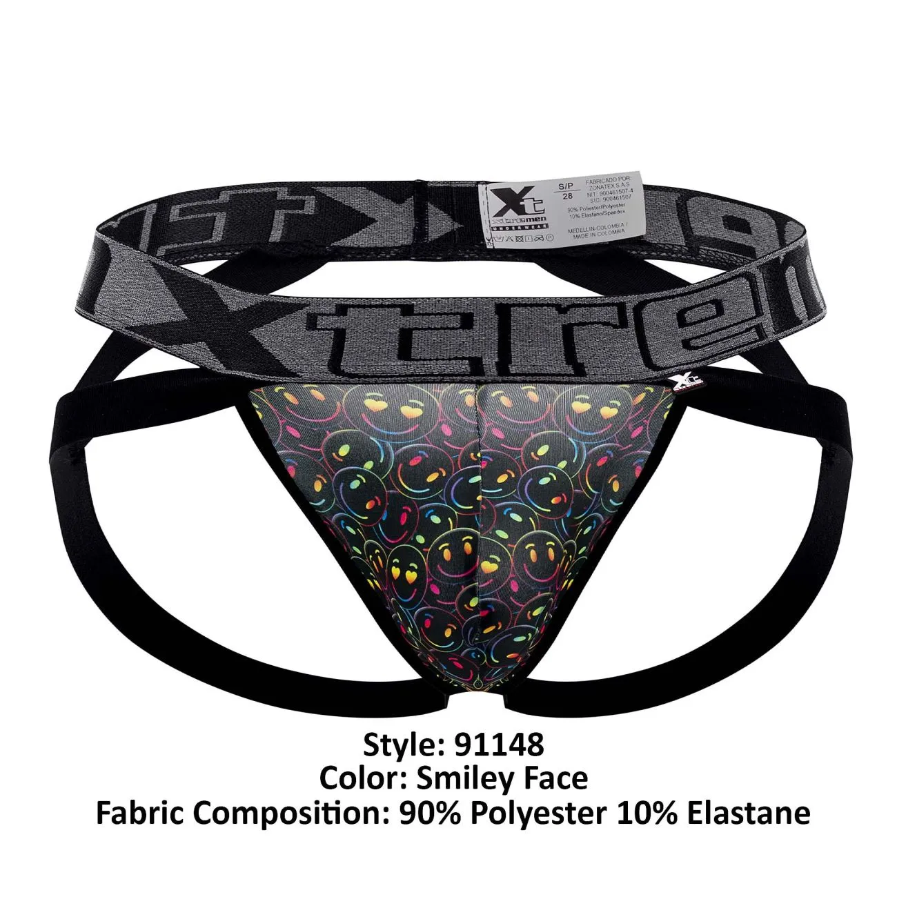 Clothing_Xtremen_Unterwäsche Xtremen 91148 Bedruckter Mikrofaser-Jockstrap Farbe Smiley-Gesicht