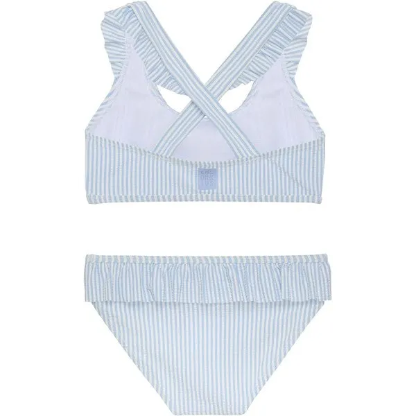 Kinder-Bikini aus Seersucker in himmelblauer Farbe für Kinder